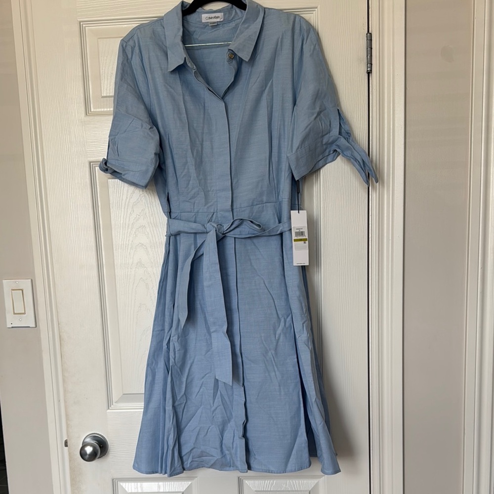 Light Blue Button-Up Dress